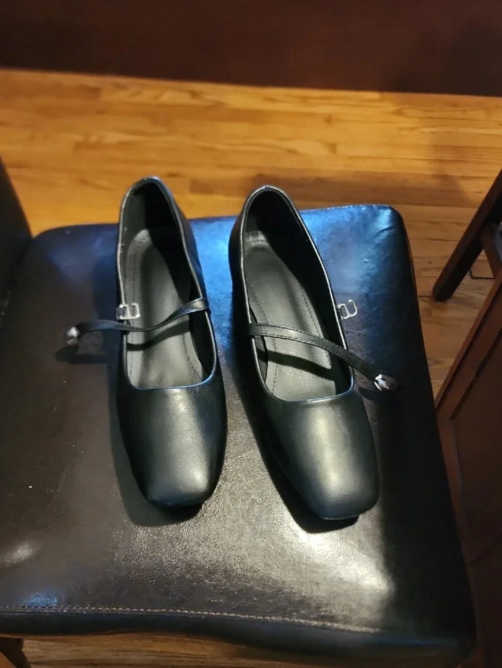 Classic Black Mary Jane Flats with Buckle Strap